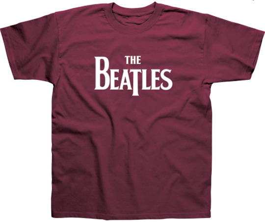 THE BEATLES LOGO MAROON T-SHIRT - Click Image to Close