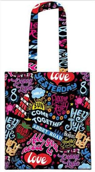 BEATLES SONG TITLES TOTE BAG - Click Image to Close