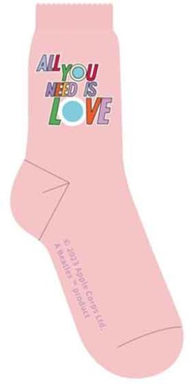 LADIES ALL YOU NEED IS LOVE PINK SOCKS - Click Image to Close