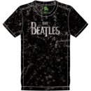 BEATLES LOGO SNOW WASHED BLACK TEE