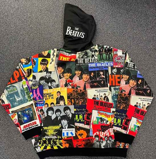 BEATLES SINGLES COVERS ALL OVER HOODIE - Click Image to Close