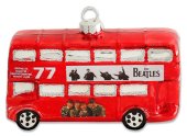 BEATLES LONDON BUS GLASS ORNAMENT - Last Two