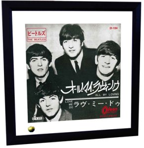 BEATLES LOVE ME DO LITHOGRAPH - FRAMED