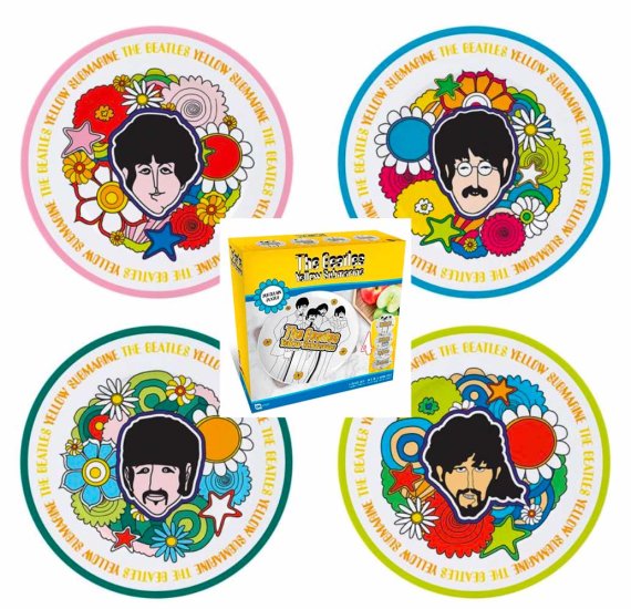 YELLOW SUB FLOWERS 4-PC PLATE SET - Click Image to Close