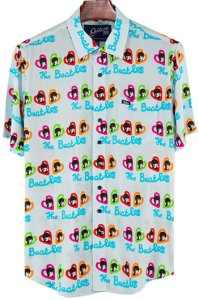 BEATLES HEARTS RELAXED FIT S/S BUTTON DOWN SHIRT