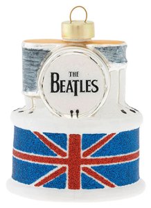 THE BEATLES DRUM SET GLASS ORNAMENT