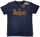 BEATLES LOGO SNOW WASHED NAVY TEE