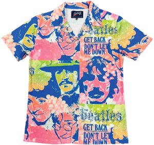 BEATLES FACES MESH S/S BUTTON DOWN SHIRT