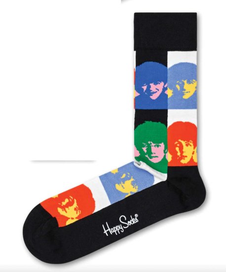 MEN'S BLACK HARD DAY'S NIGHT IMAGES "HAPPY SOCKS" - Click Image to Close