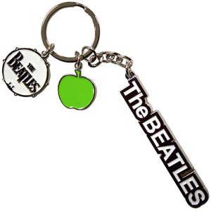 THE BEATLES DROP T DRUM LOGO & APPLE CHARMS KEYCHAIN