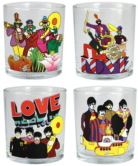 YELLOW SUBMARINE 10 OZ GLASSES - SET OF 4 - Click Image to Close