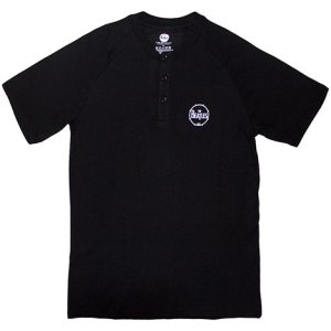 BEATLES DRUM LOGO HENLEY STYLE BLACK TEE