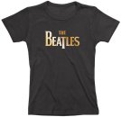 LADIES BEATLES GOLD LOGO BLACK FITTED TEE - SMALL - LAST ONE