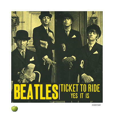 BEATLES TICKET TO RIDE LITHOGRAPH - UNFRAMED - Click Image to Close