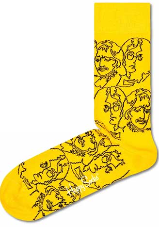 MEN'S OUTLINED FACES YELLOW "HAPPY SOCKS" - Click Image to Close