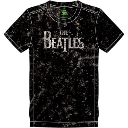 BEATLES LOGO SNOW WASHED BLACK TEE - Click Image to Close