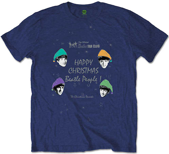 BEATLES HAPPY CHRISTMAS BLUE TEE - Click Image to Close