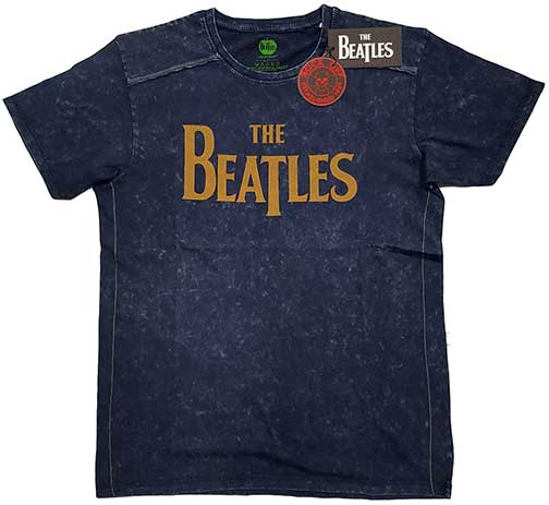 BEATLES LOGO SNOW WASHED NAVY TEE - Click Image to Close