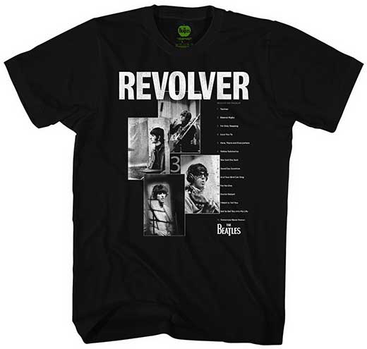 REVOLVER SONG TITLES BLACK TEE - Click Image to Close