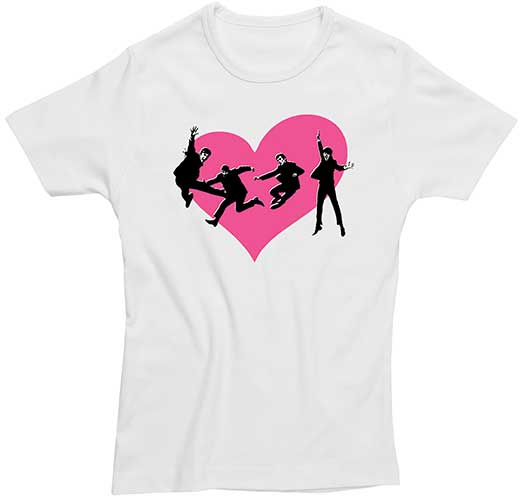 LADIES BEATLES PINK HEART TEE - Click Image to Close