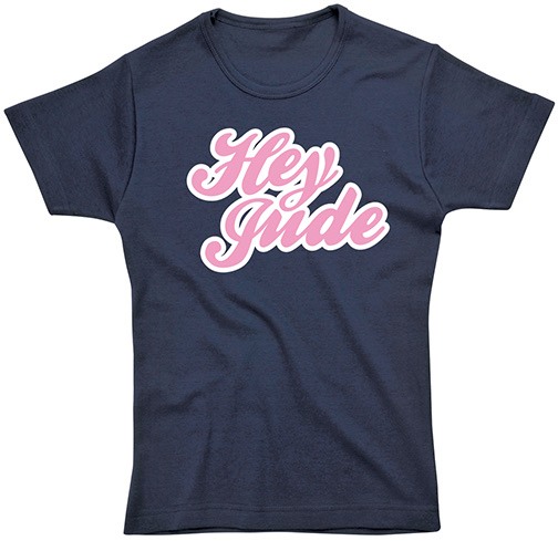 LADIES HEY JUDE NAVY FITTED TEE - Click Image to Close