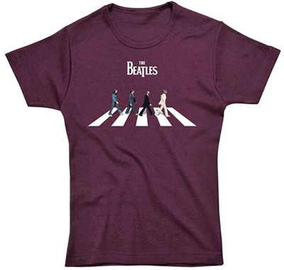 LADIES ABBEY ROAD MAROON TEE - Click Image to Close
