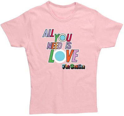 LADIES ALL YOU NEED IS LOVE LT. PINK T - Click Image to Close