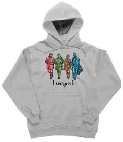 BEATLES LIVERPOOL STATUES IN COLOR HOODIE - Click Image to Close