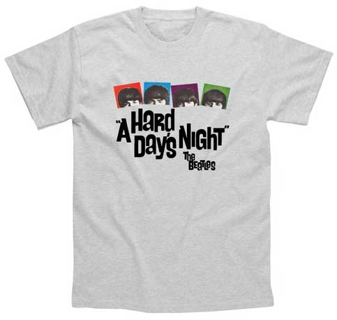 A HARD DAY'S NIGHT POSTER GREY TEE - Click Image to Close
