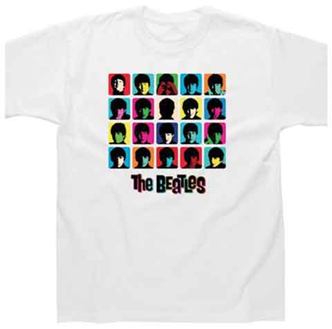 HARD DAY'S NIGHT MULTI COLOR IMAGE WHITE TEE - Click Image to Close