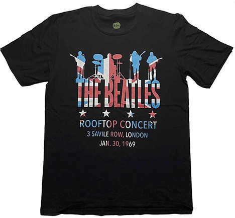 BEATLES ROOFTOP FLAG BLACK TEE - Click Image to Close