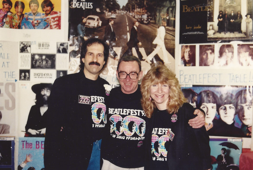 Alistair Taylor flanked by Mark and Carol Lapidos at the Giant International Beatles Marketplace – N.J. `92