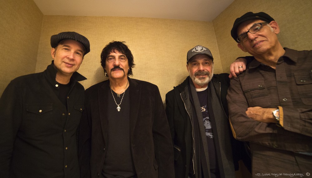 World class drummers Shawn Pelton (SNL sessions), Carmine Appice (Vanilla Fudge), Danny Seraphine (CTA/Chicago) and Liberty Devitto (Billy Joel) pose at the Modern Drummer Symposium.