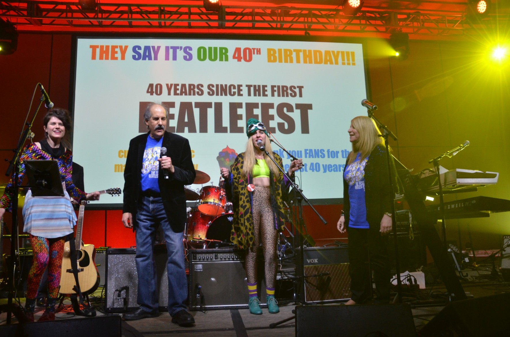 Liverpool belts out "Birthday" as the Lapidos family celebrates the 40th anniversary of the Fest on stage on Saturday night.