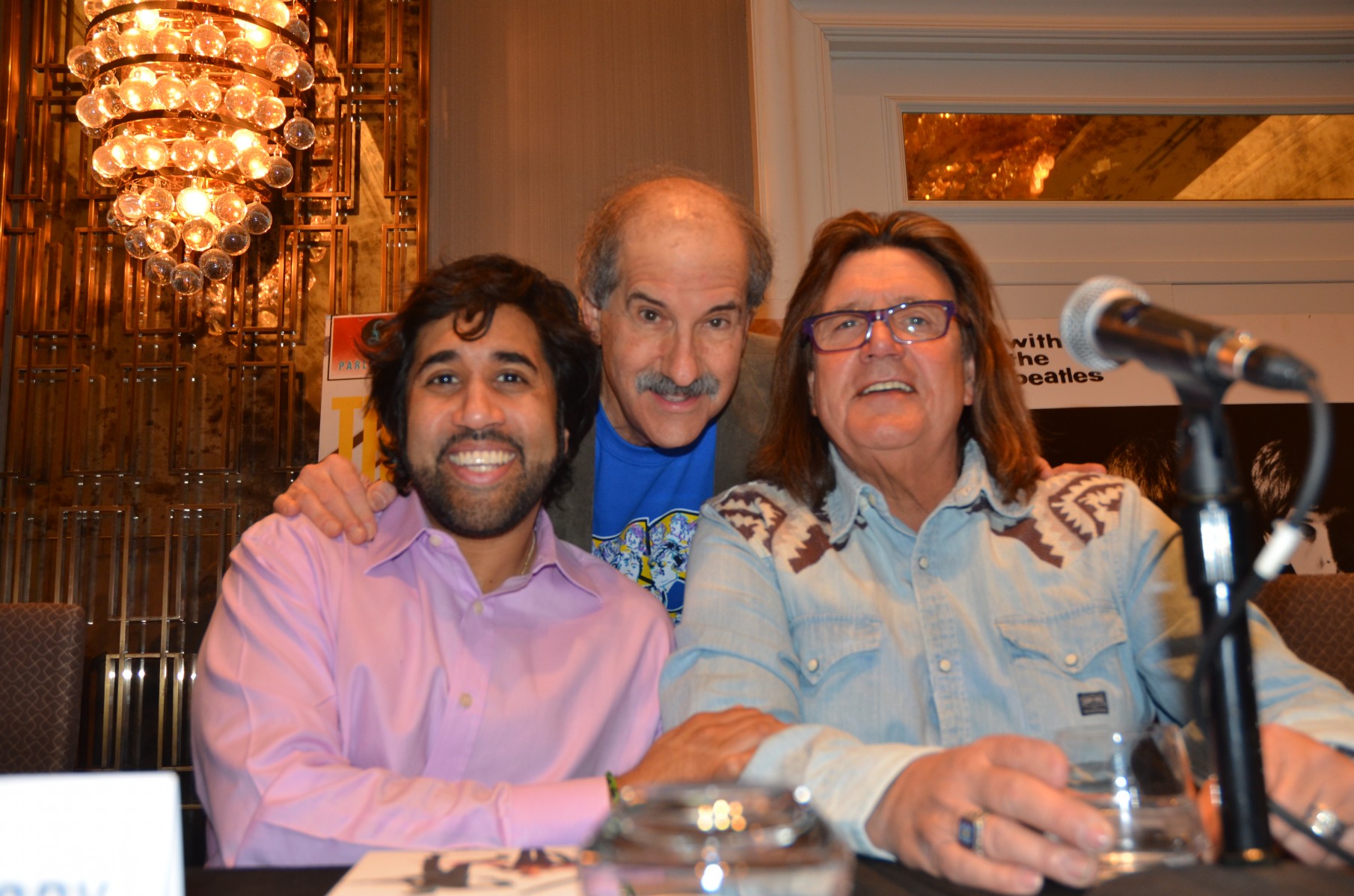 Mark Lapidos is all smiles with "Fifth Beatle" author Vivek Tiwary and Liverpool legend Billy J. Kramer.